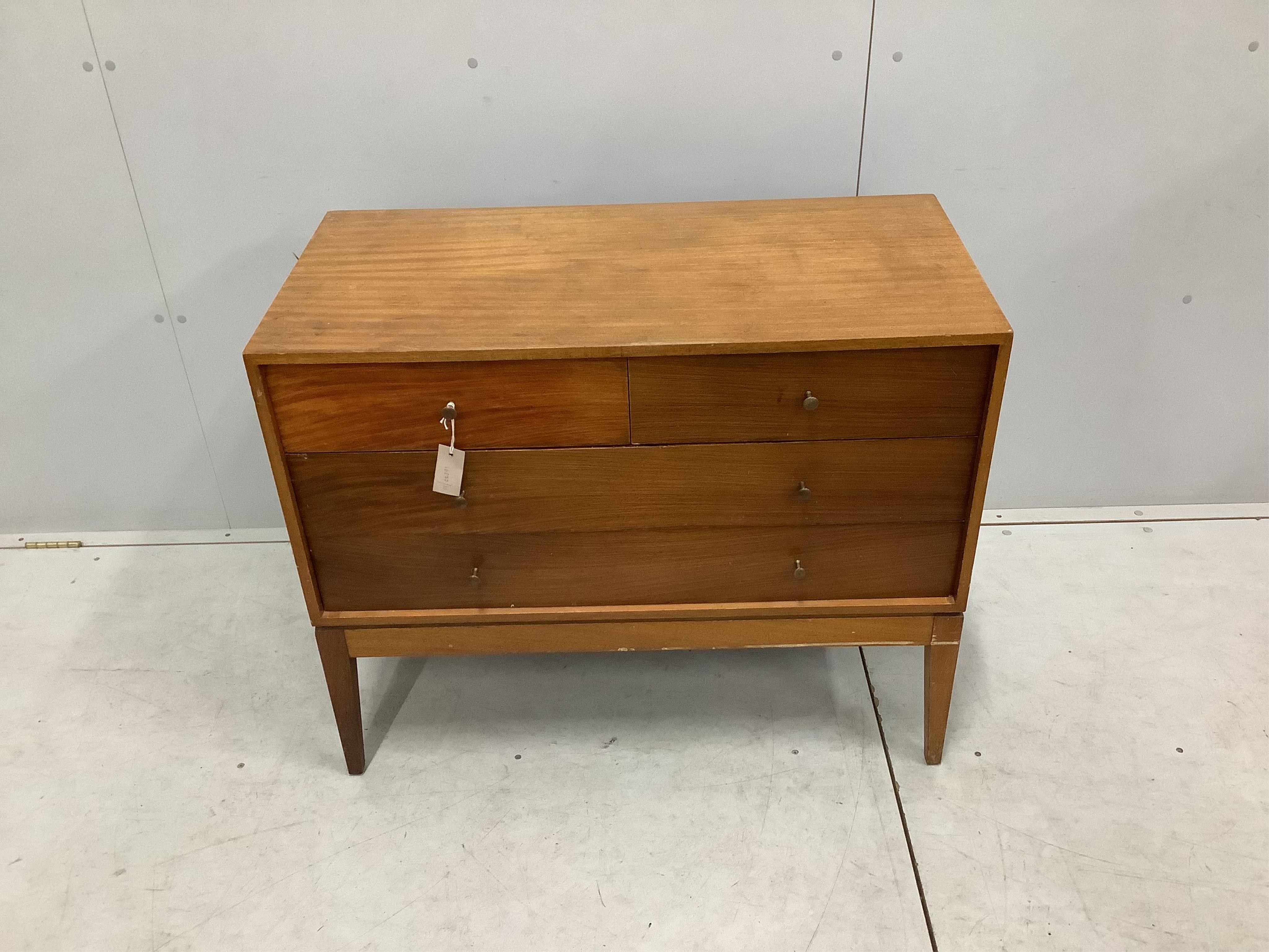 A mid century Uniflex teak four drawer chest, width 91cm, depth 46cm, height 74cm. Condition - fair